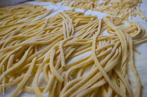 homemade spaghetti, also known as "torchi" or "troccoli"