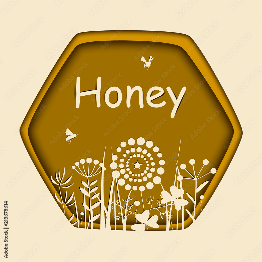 Obraz premium Frame with bees and flowers