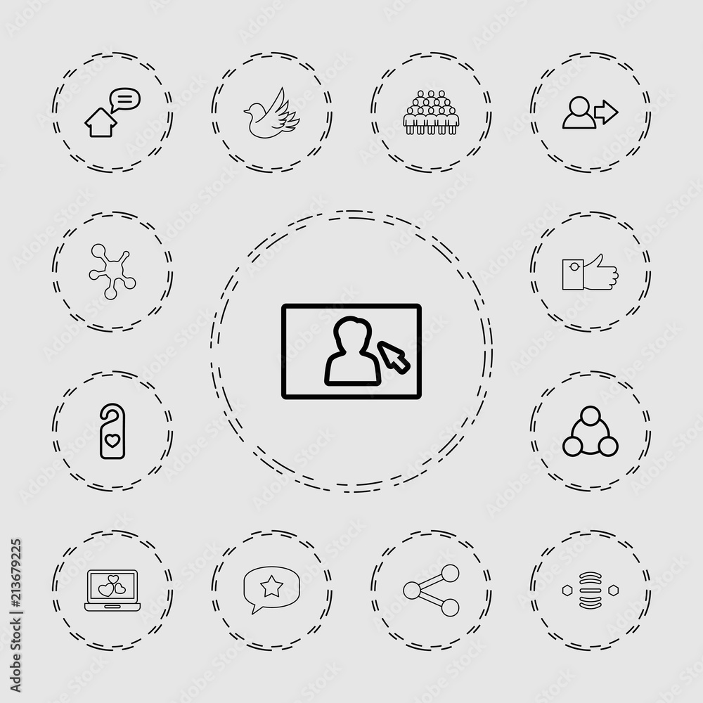 Collection of 13 social outline icons Collection of 13 social outline icons