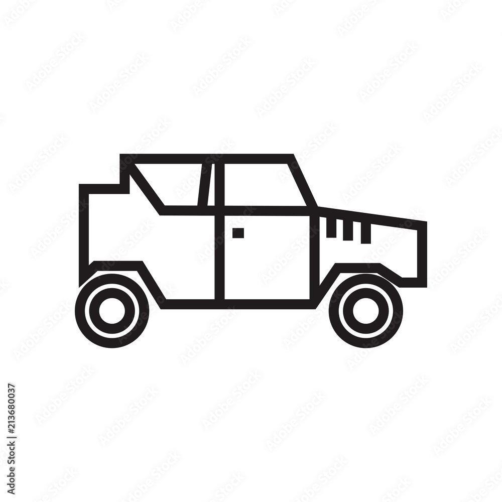 Military vehicle icon vector sign and symbol isolated on white background, Military vehicle logo concept