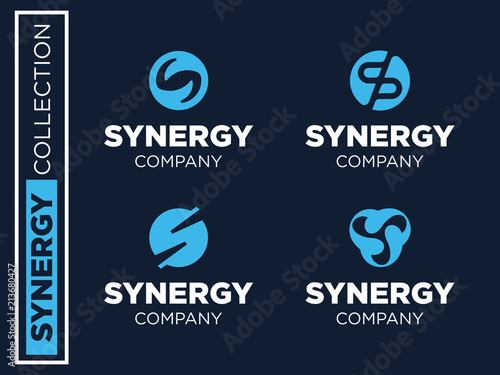 Modern professional vector set logos synergy for business