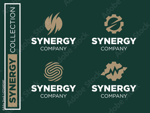 Modern professional vector set logos synergy for business
