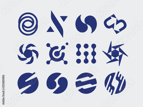 Modern professional vector set logos synergy for business