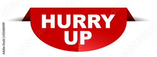 red vector round banner hurry up