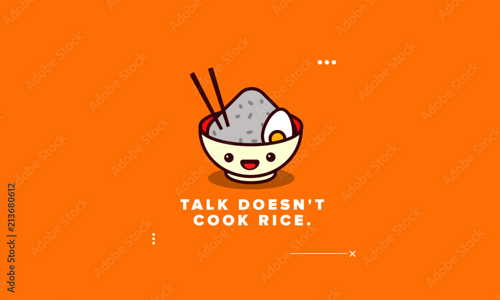 Talk Doesn't Cook Rice Motivational Quote Poster Design Stock Vector