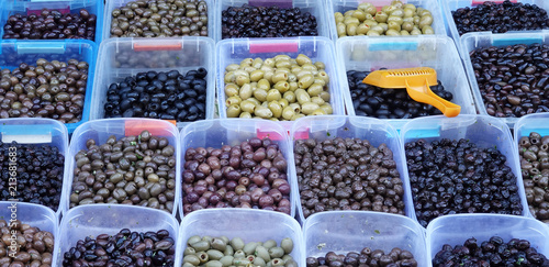 All types of olives market stand