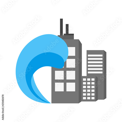 Tsunami icon vector sign and symbol isolated on white background, Tsunami logo concept