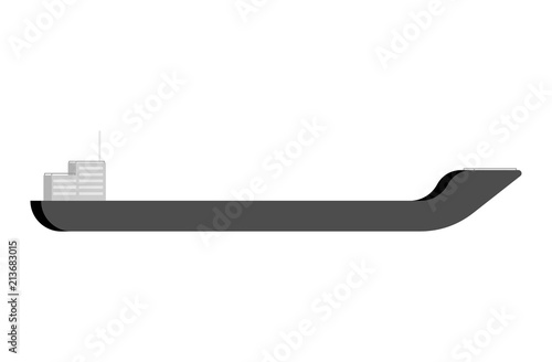 Empty barge isolated. Cargo ship Vector illustration.