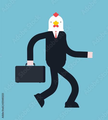 Boss chicken. Businessman  rooster. cock manager. Vector illustration.