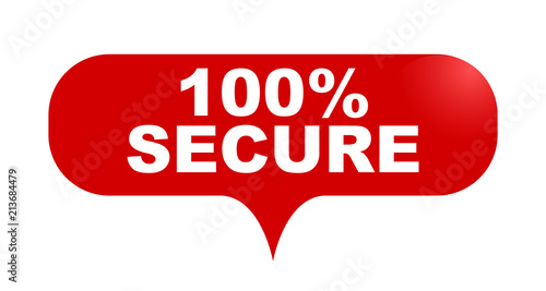 red vector bubble banner 100% secure