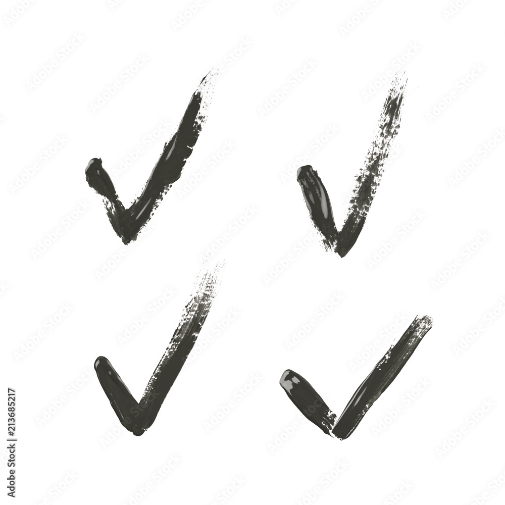 Tick mark made with a paint stroke Tick mark made with a paint stroke