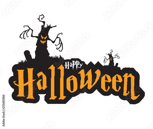 happy halloween with scary tree