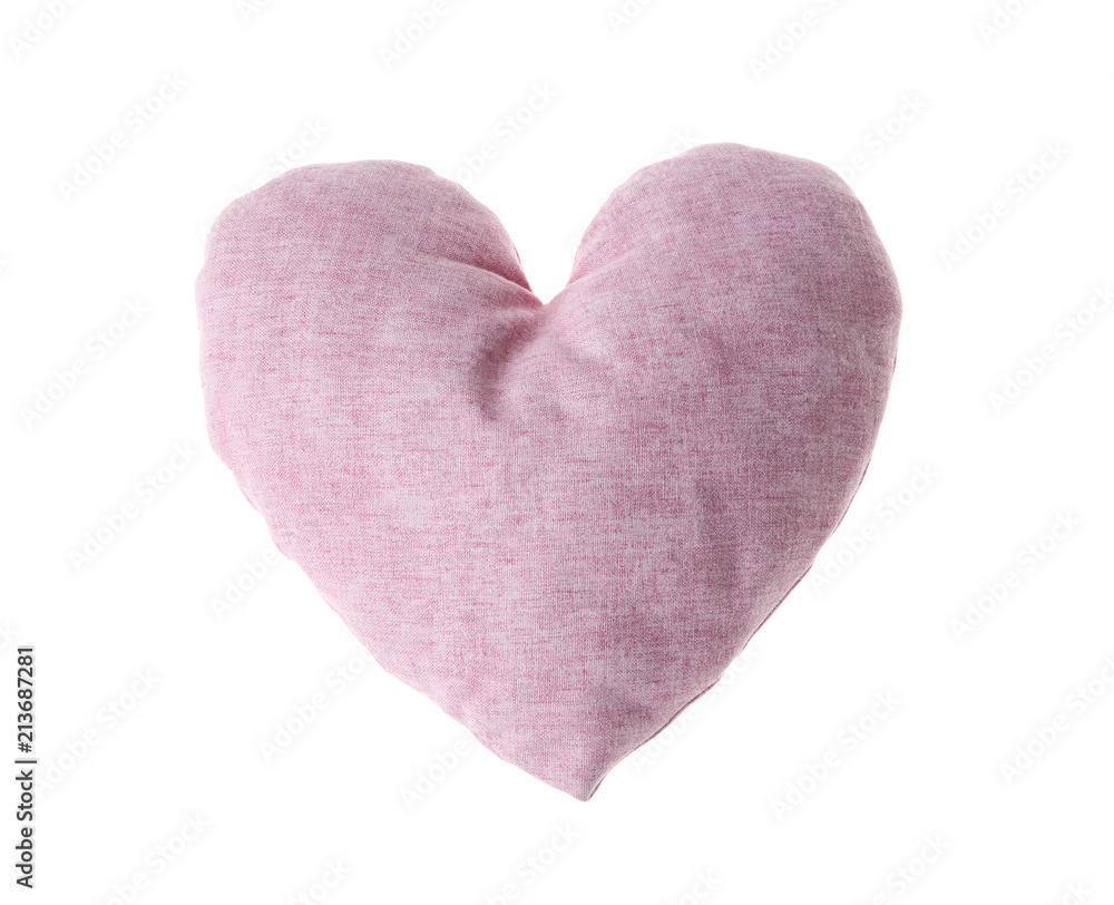 Heart shaped decorative pillow on white background Heart shaped decorative pillow on white background