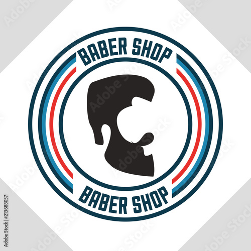 baber shop sticker colors bearded man on the side vector illustration © Gstudio