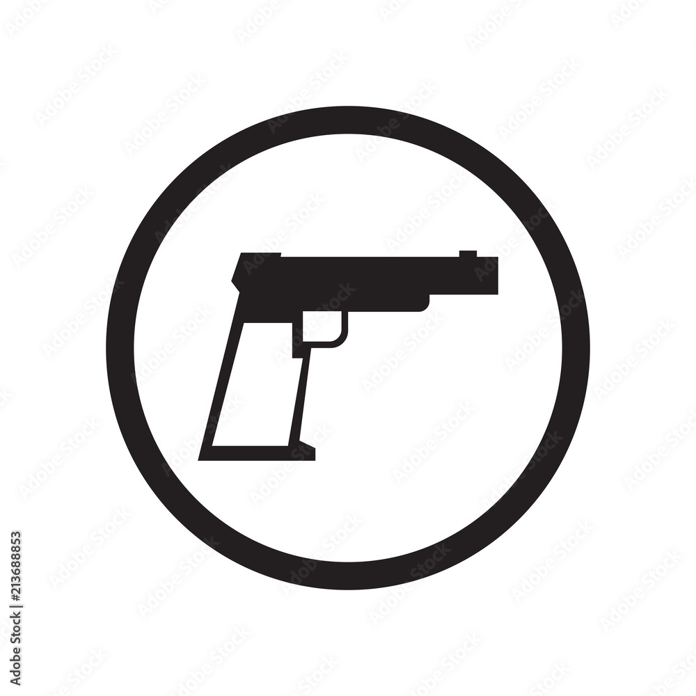 Gun Sign icon vector sign and symbol isolated on white background, Gun Sign logo concept Gun Sign icon vector sign and symbol isolated on white background, Gun Sign logo concept