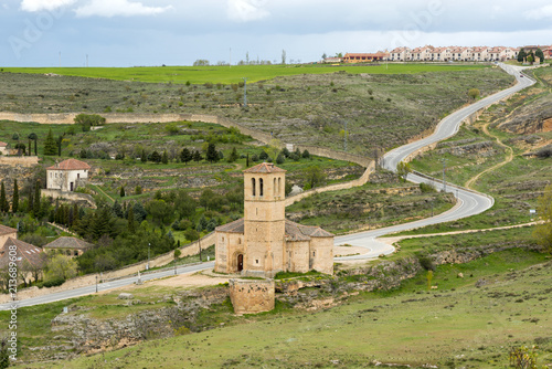 View of the Vera Cruz church from Segovia with Zamarramala on the distance photo