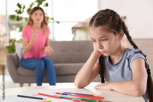 Bilde på lerret Mother scolding child at home. Family relationships