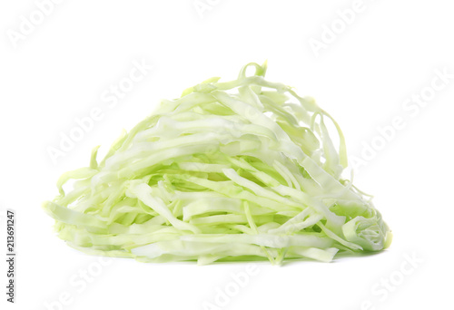 Chopped cabbage on white background. Healthy food
