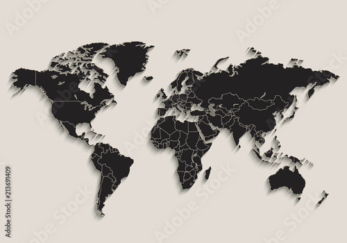 World map Black blackboard separate states individual vector