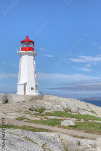 Vertical view of Peggy's Cove Lighthouse, Nova Scotia