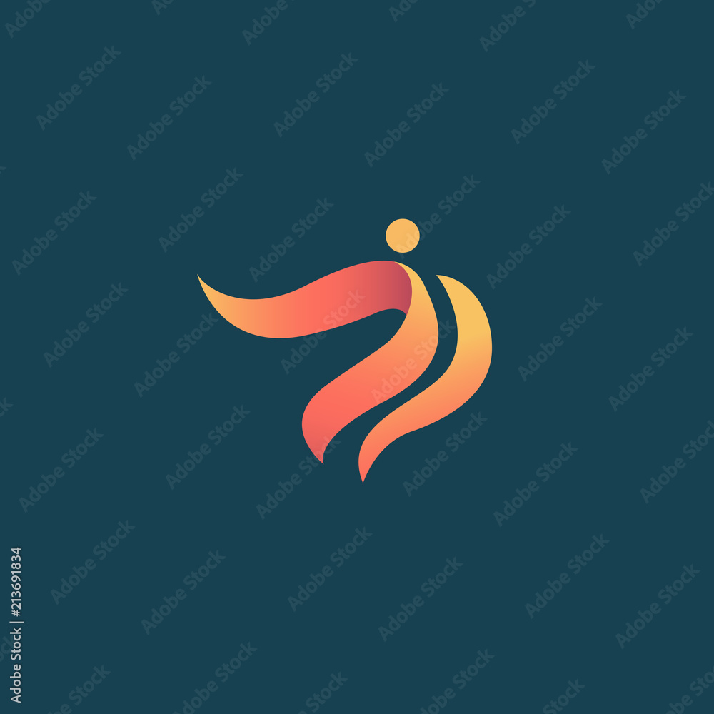 Obraz premium Abstract athlete logo icon vector design. Gym, sports games, fitness, business, trainer vector logo