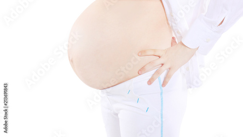 closeup.view of a pregnant woman with back pain