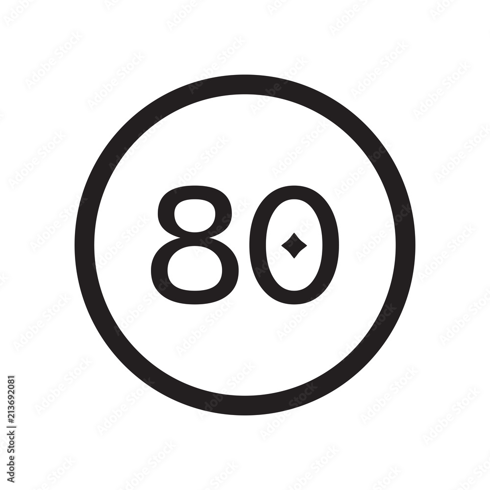 80 Speed Limit icon vector sign and symbol isolated on white background, 80 Speed Limit logo concept 80 Speed Limit icon vector sign and symbol isolated on white background, 80 Speed Limit logo concept