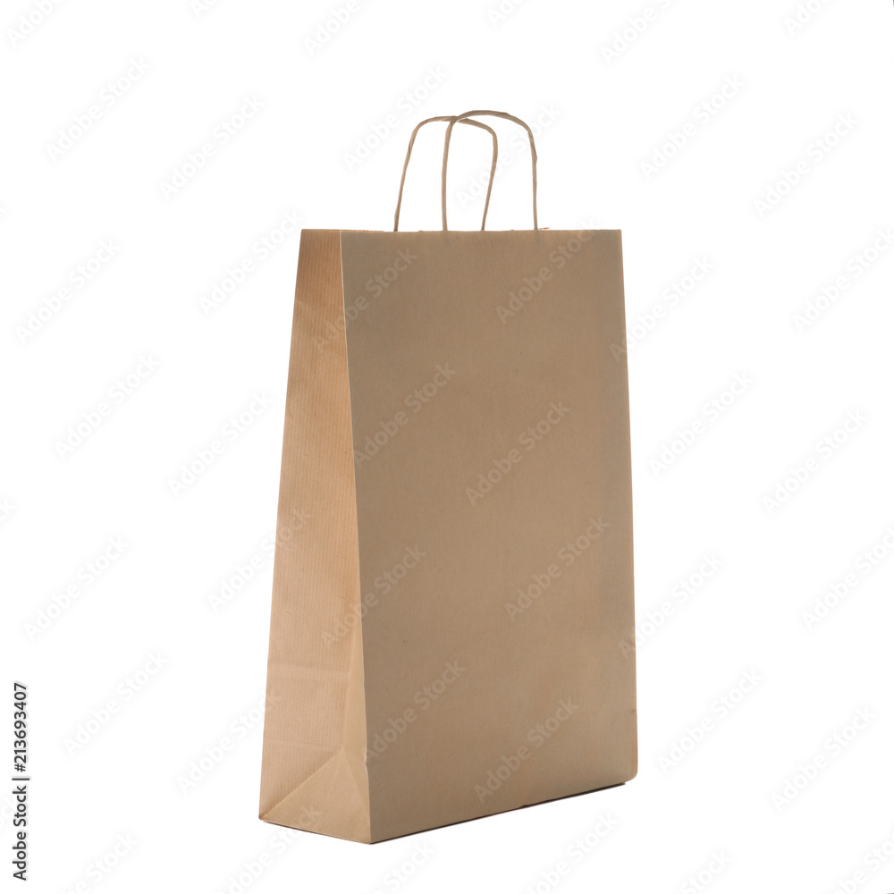 Mockup of paper shopping bag on white background Mockup of paper shopping bag on white background