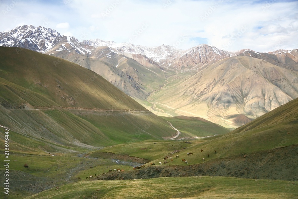 The beautiful scenic from Bishkek to Naryn with the Tian Shan mountains of Kyrgyzstan The beautiful scenic from Bishkek to Naryn with the Tian Shan mountains of Kyrgyzstan