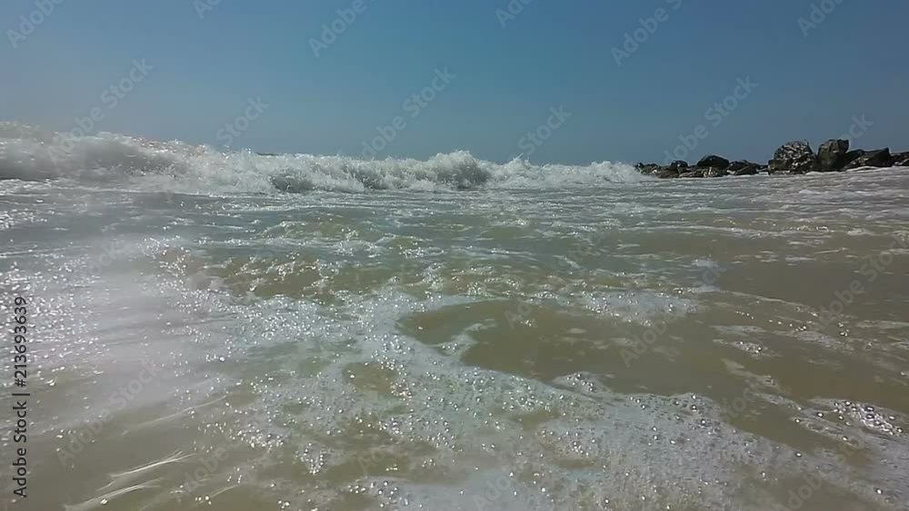 Rough Sea Loop. A loop of big waves in an agitated ocean. Camera goes ...