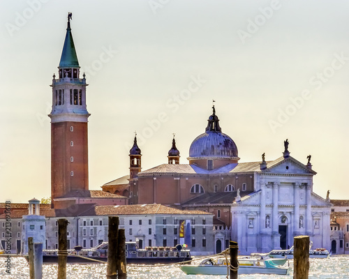 San Giorgio Maggiore Church Grand Canal Boats Venice Italy photo