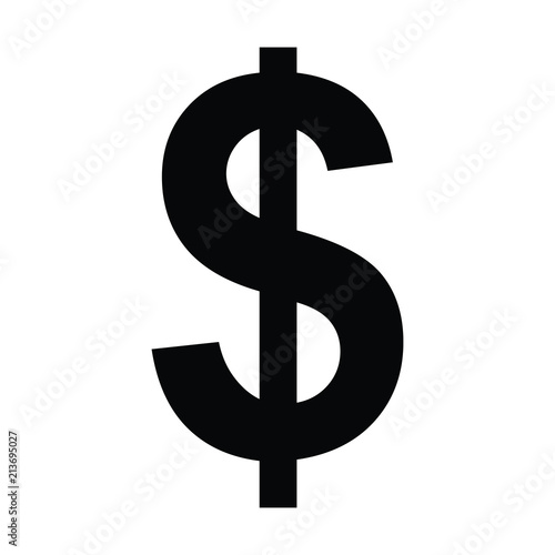 A black and white silhouette of a dollar sign