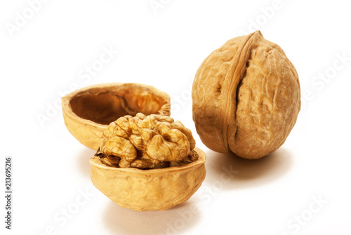 Walnuts isolated on white background