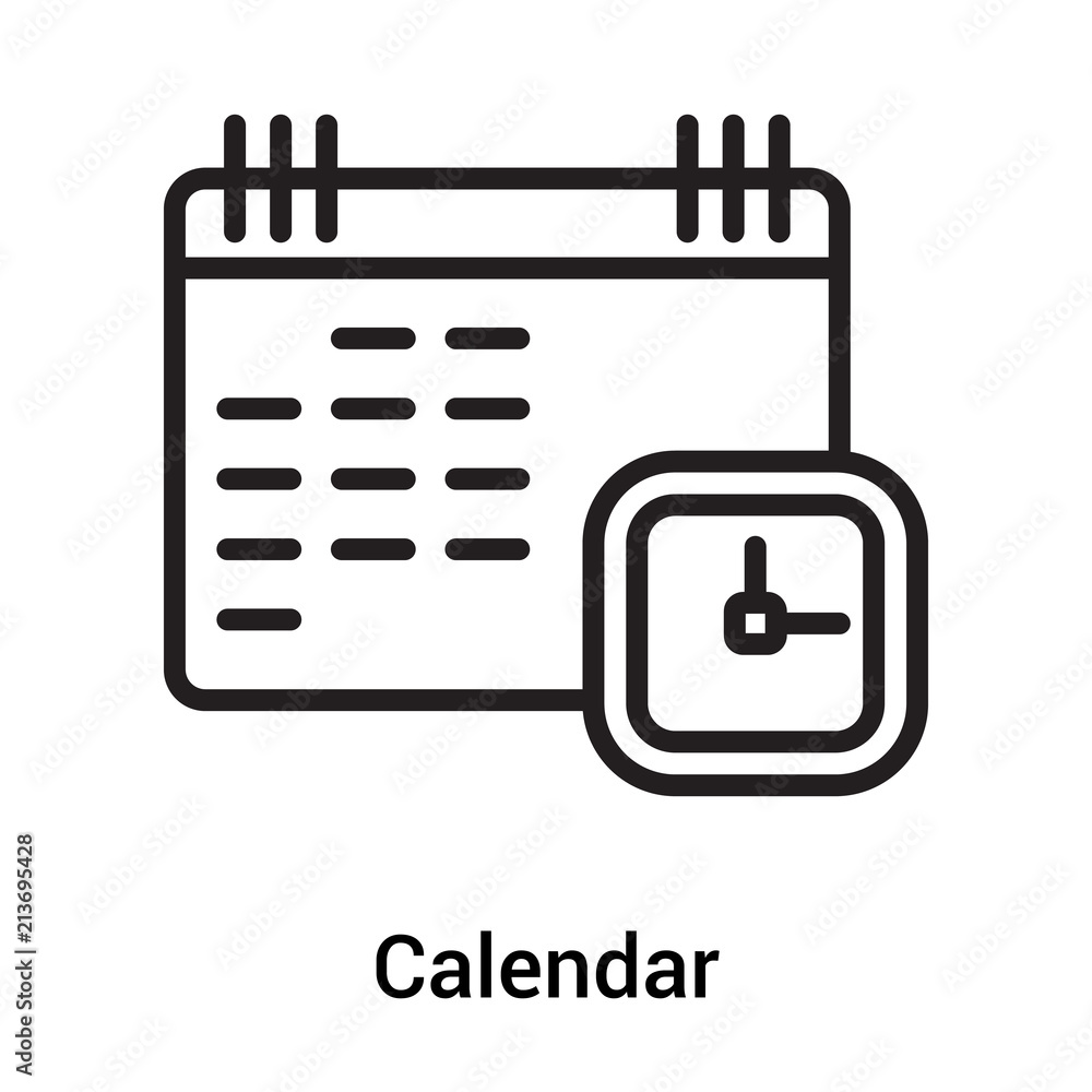 Calendar icon vector sign and symbol isolated on white background, Calendar logo concept Calendar icon vector sign and symbol isolated on white background, Calendar logo concept