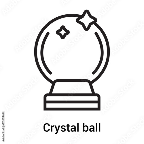 Crystal ball icon vector sign and symbol isolated on white background, Crystal ball logo concept