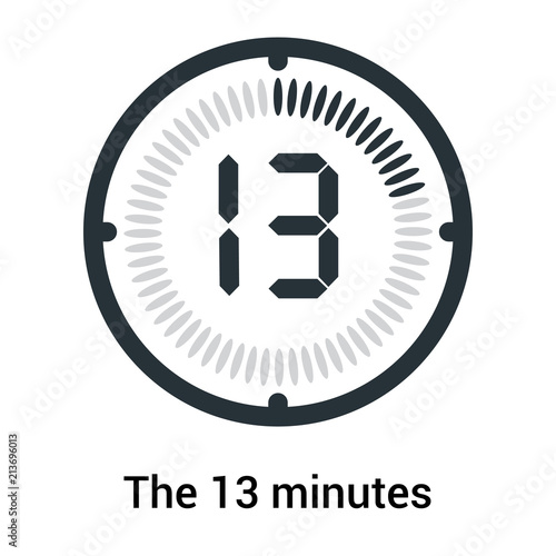 The 13 minutes icon isolated on white background, clock and watch, timer,  countdown symbol, stopwatch, digital timer vector icon Stock Vector | Adobe  Stock