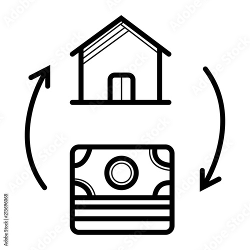 exchanging money and home vector icon