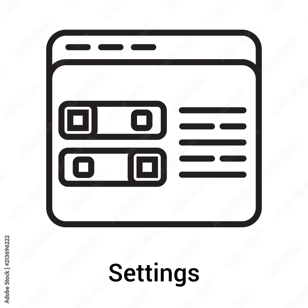 Settings icon vector sign and symbol isolated on white background, Settings logo concept Settings icon vector sign and symbol isolated on white background, Settings logo concept