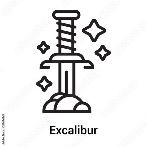 Excalibur icon vector sign and symbol isolated on white background, Excalibur logo concept