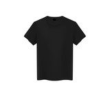Front view of men's black t-shirt Mock-up on dark background. Short sleeve T-shirt template on background.