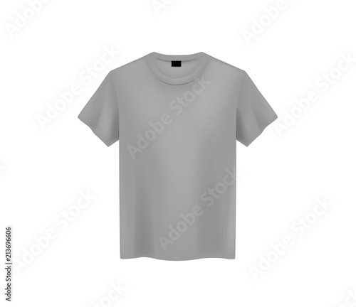 Front view of men's gray t-shirt Mock-up on light background. Short sleeve T-shirt template on background.
