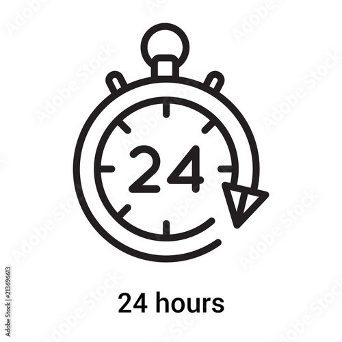 24 hours icon vector sign and symbol isolated on white background, 24 hours logo concept