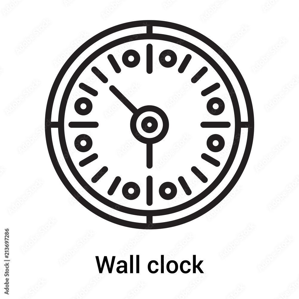 Wall clock icon vector sign and symbol isolated on white background, Wall clock logo concept Wall clock icon vector sign and symbol isolated on white background, Wall clock logo concept