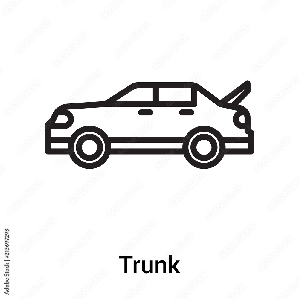 Trunk icon vector sign and symbol isolated on white background, Trunk logo concept