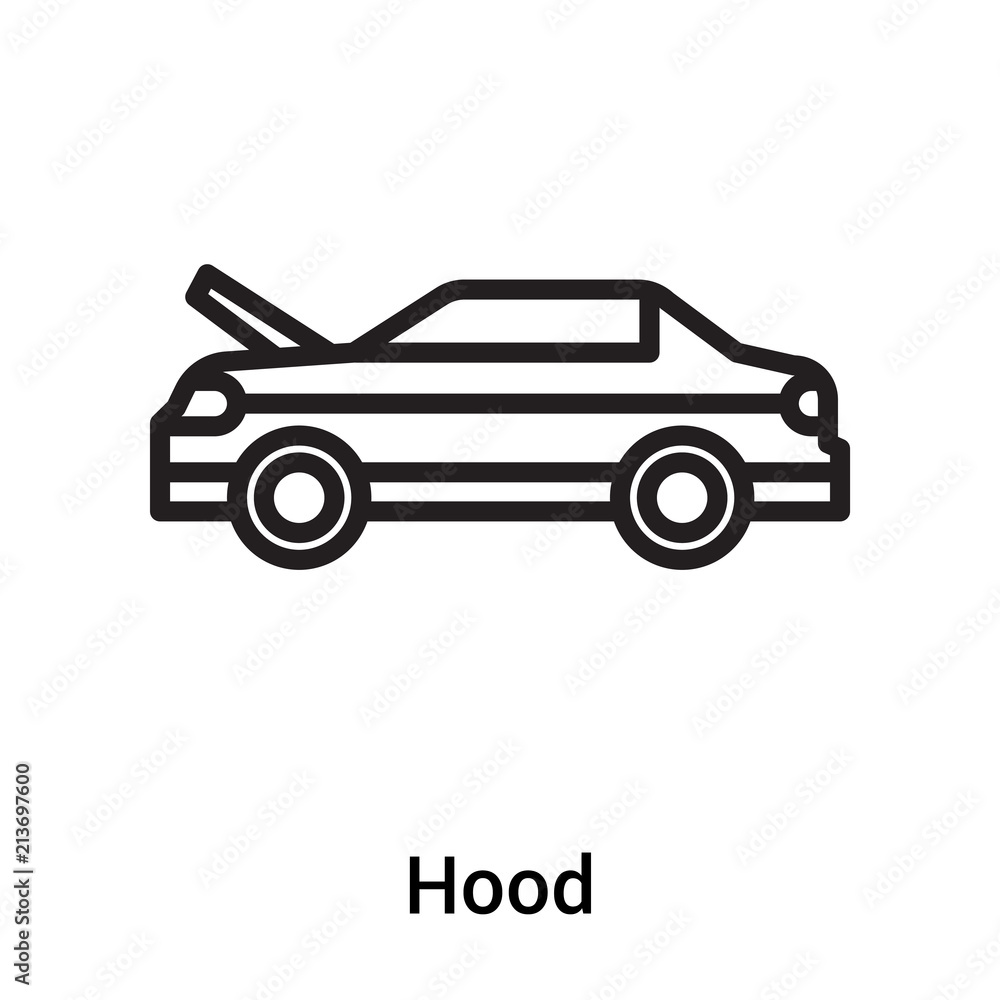 Hood icon vector sign and symbol isolated on white background, Hood logo concept Hood icon vector sign and symbol isolated on white background, Hood logo concept