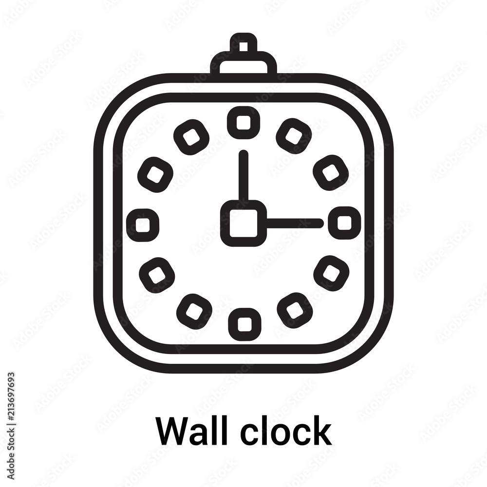 Wall clock icon vector sign and symbol isolated on white background, Wall clock logo concept Wall clock icon vector sign and symbol isolated on white background, Wall clock logo concept