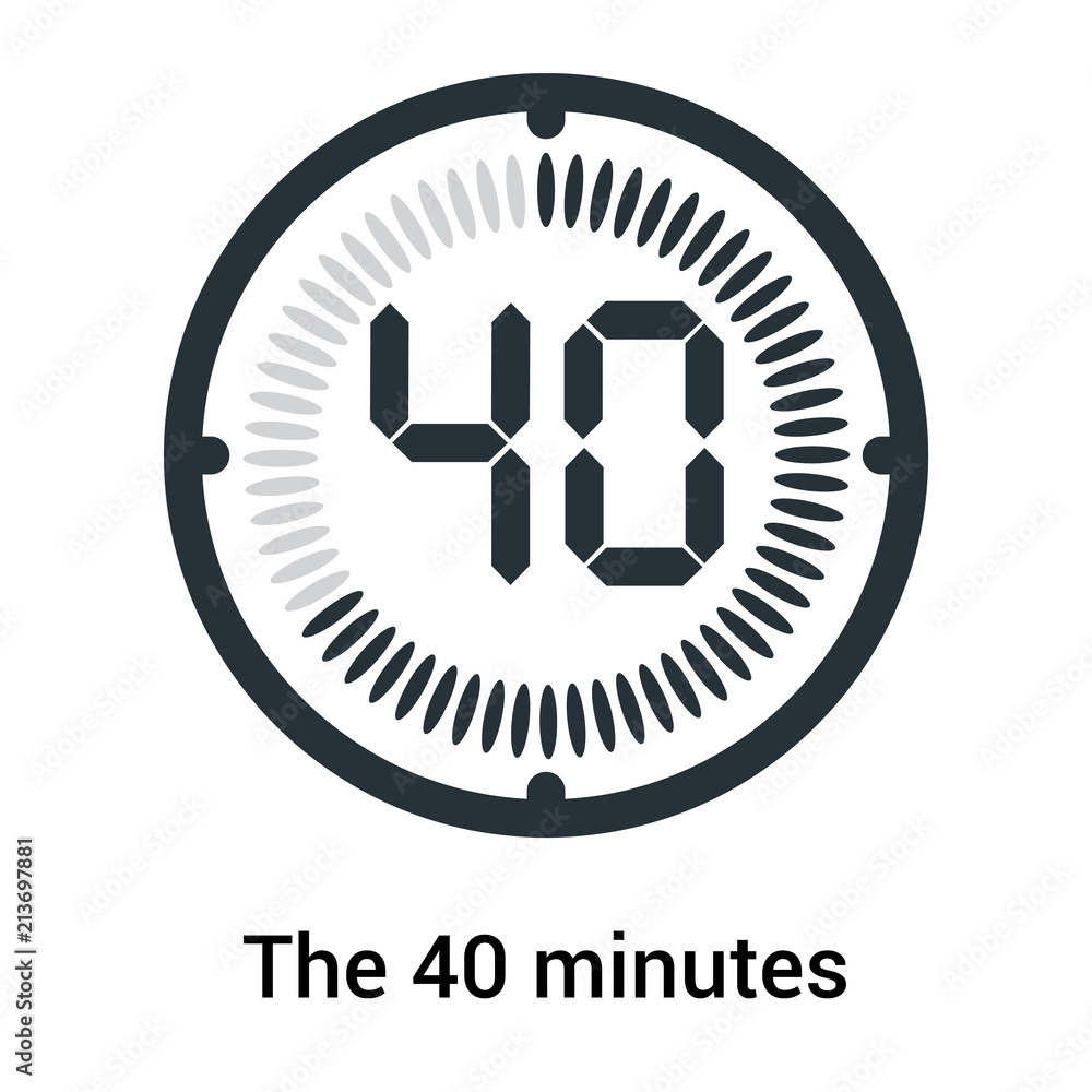 The 40 minutes icon isolated on white background, clock and watch, timer,  countdown symbol, stopwatch, digital timer vector icon Stock Vector | Adobe  Stock