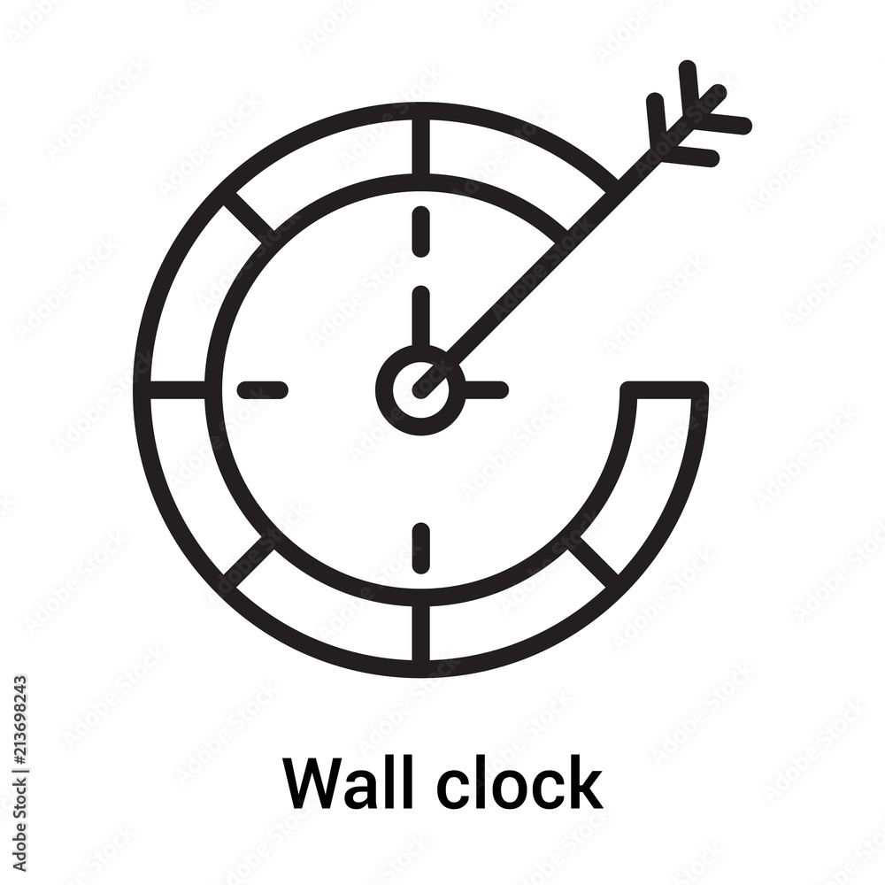 Wall clock icon vector sign and symbol isolated on white background, Wall clock logo concept Wall clock icon vector sign and symbol isolated on white background, Wall clock logo concept