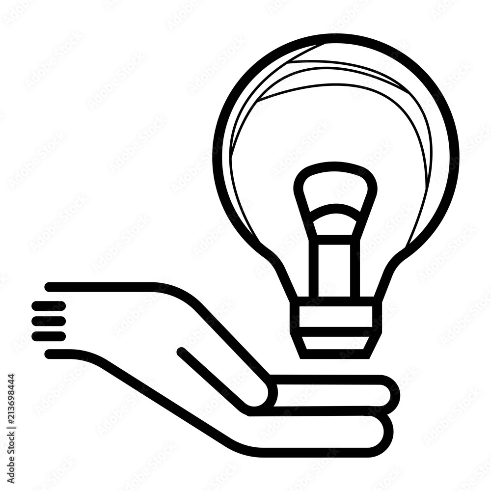 Hand holding light bulb. Smart idea icon Hand holding light bulb. Smart idea icon