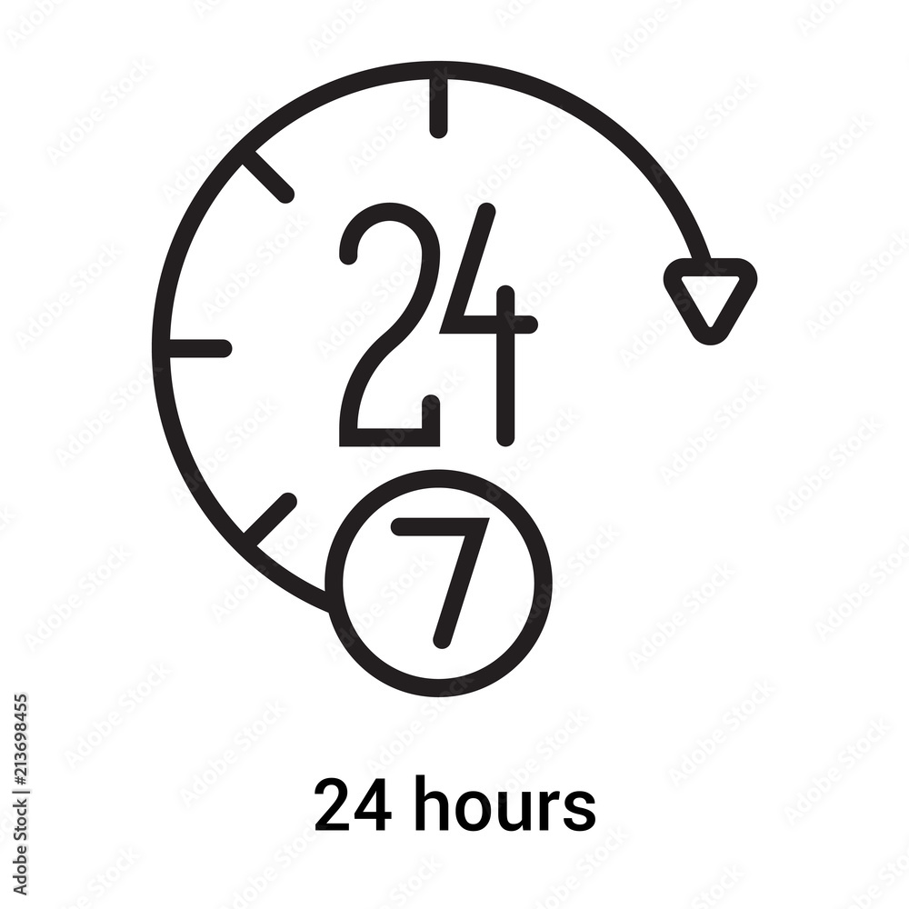 24 hours icon vector sign and symbol isolated on white background, 24 hours logo concept 24 hours icon vector sign and symbol isolated on white background, 24 hours logo concept